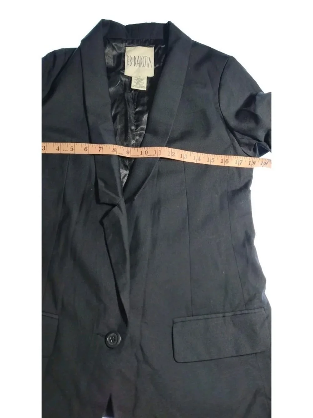 BB Dakota Black Ruched Sleeve Blazer Jacket Size 10 Lined Open Front